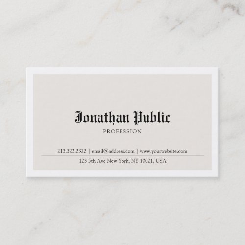 Old English Typed Nostalgic Look Plain Trendy Business Card
