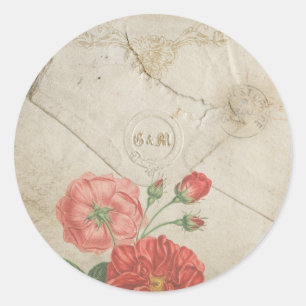 Old Envelope Vintage Scrapbook Embellishment Classic Round Sticker