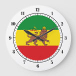 Old Ethiopian Flag Large Clock at Zazzle