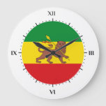 Old Ethiopian flag Large Clock