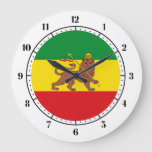Old Ethiopian flag Large Clock