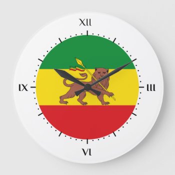 Old Ethiopian Flag Large Clock by WorldOfHistory at Zazzle