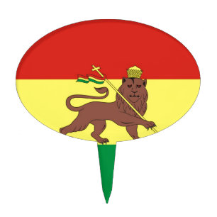 Old Ethiopian Flag with Lion of Judah Cake Topper
