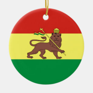 Old Ethiopian Flag with Lion of Judah Ceramic Ornament