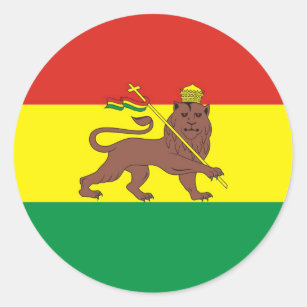 Old Ethiopian Flag with Lion of Judah Classic Round Sticker