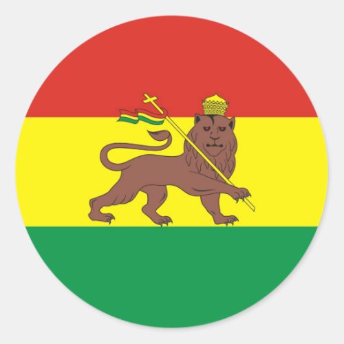 Old Ethiopian Flag with Lion of Judah Classic Round Sticker