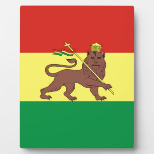 Old Ethiopian Flag with Lion of Judah Plaque