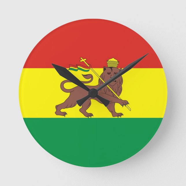 Old Ethiopian Flag with Lion of Judah Round Clock (Front)