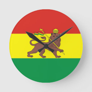 Old Ethiopian Flag with Lion of Judah Round Clock
