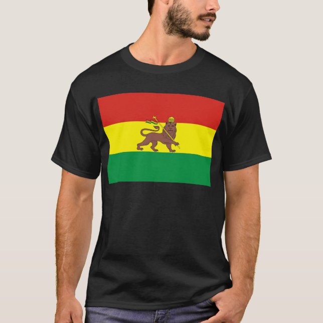 Old Ethiopian Flag with Lion of Judah T-Shirt (Front)
