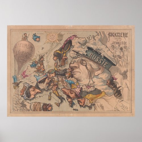 Old Europe Political Cartoon Map 1867 Poster