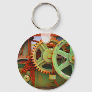 Old Factory Machinery Gears Wheels Vieux Hull Keychain