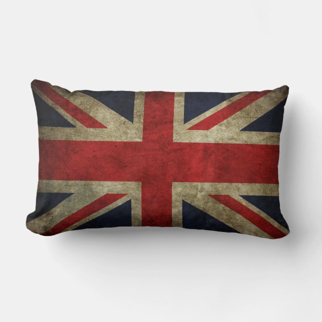 Old Faded UK British Union Jack Flag Pillow (Front)