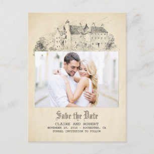 Old Fairytale Castle Photo Save the Date Announcement Postcard