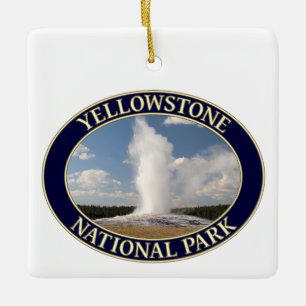 Old Faithful Geyser at Yellowstone National Park Ceramic Ornament