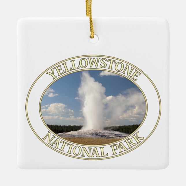 Old Faithful Geyser at Yellowstone National Park Ceramic Ornament (Front)