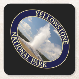 Old Faithful Geyser at Yellowstone National Park Square Paper Coaster