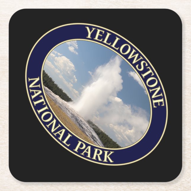 Old Faithful Geyser at Yellowstone National Park Square Paper Coaster (Front)