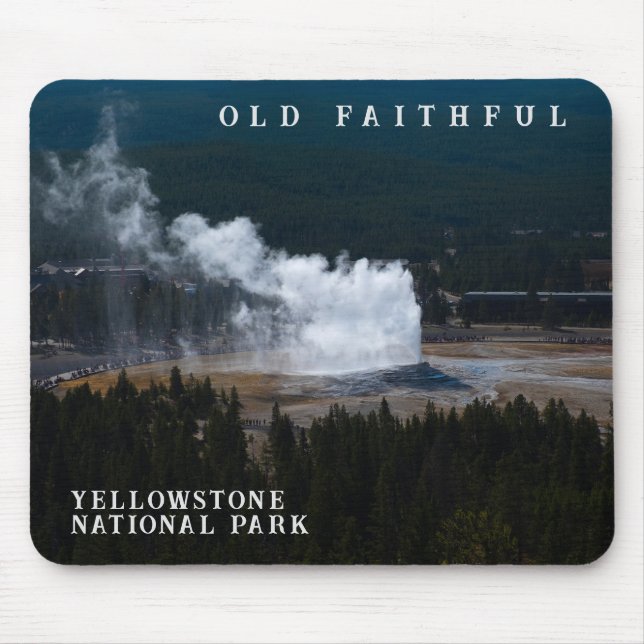 Old Faithful Geyser Eruption Yellowstone Mouse Pad (Front)