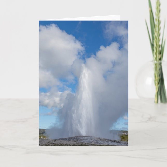 Old Faithful Geyser Folded Greeting Card (Front)