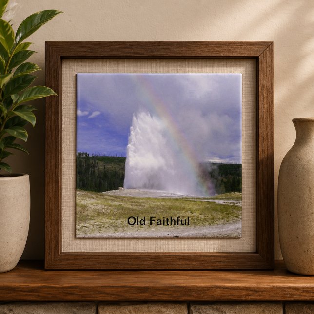 Old Faithful in Yellowstone National Park Ceramic Tile (Old Faithful in Yellowstone National Park Ceramic Tile)
