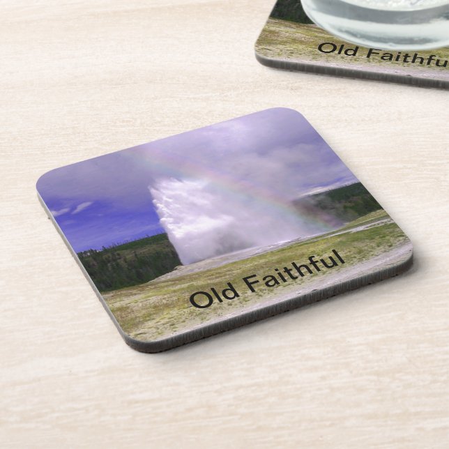 Old Faithful in Yellowstone National Park Drink Coaster (Left Side)