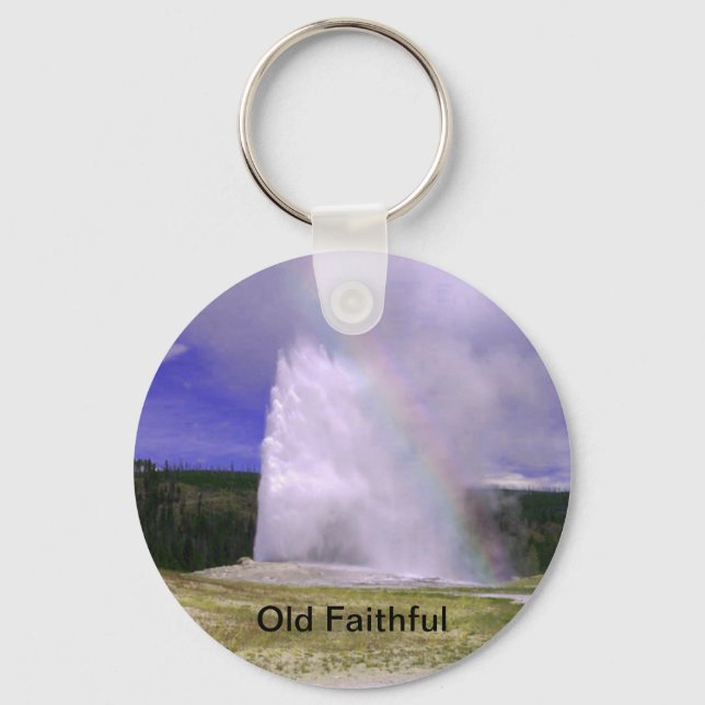 Old Faithful in Yellowstone National Park Keychain (Front)