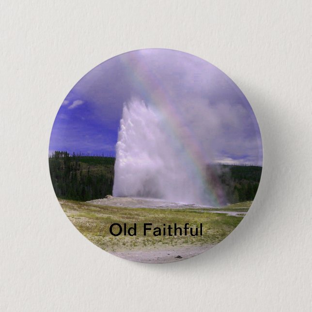 Old Faithful in Yellowstone National Park Pinback Button (Front)