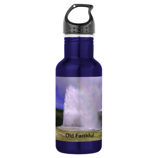 Old Faithful in Yellowstone National Park Stainless Steel Water Bottle (Front)