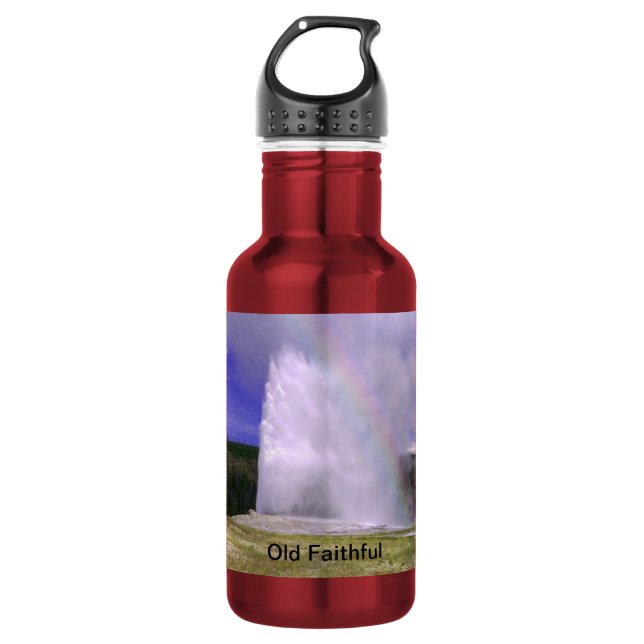 Old Faithful in Yellowstone National Park Stainless Steel Water Bottle (Front)