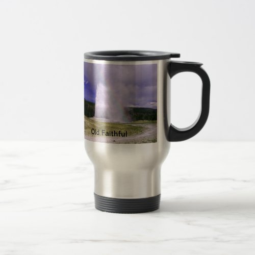 Old Faithful in Yellowstone National Park Travel Mug