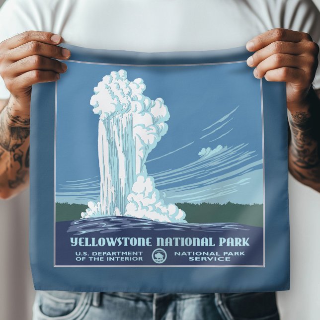 Old Faithful - Vintage WPA Yellowstone NP Bandana (Custom Souvenir Bandana)