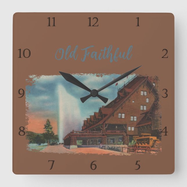 Old Faithful Yellowstone Custom Square Wall Clock (Front)