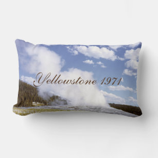 Old Faithful Yellowstone National Park 1971 Geyser Lumbar Pillow