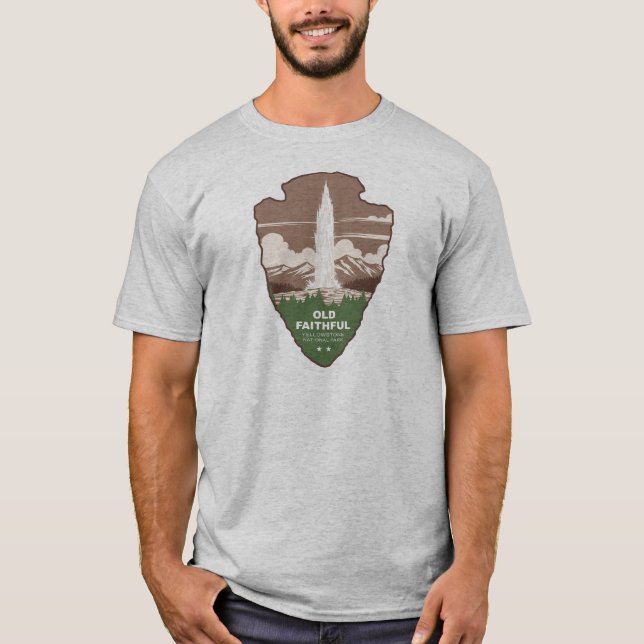 Old Faithful Yellowstone National Park Arrowhead T-Shirt (Front)