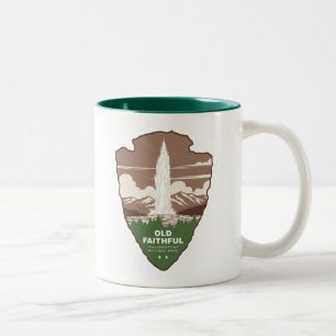 Old Faithful Yellowstone National Park Arrowhead Two-Tone Coffee Mug