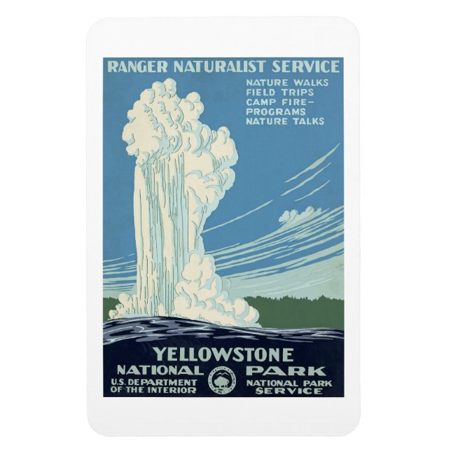 Old Faithful, Yellowstone Park vintage poster, Magnet (Vertical)
