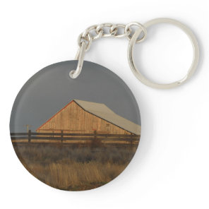 Old Farm Barn and Fence Acrylic Keychain