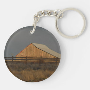 Old Farm Barn and Fence Acrylic Keychain
