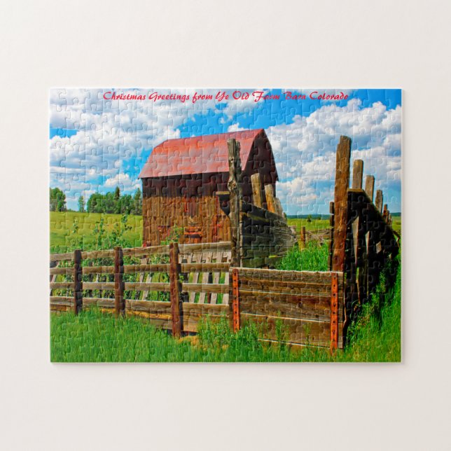 Old Farm Barn Colorado.Christmas Greetings Jigsaw Puzzle (Horizontal)