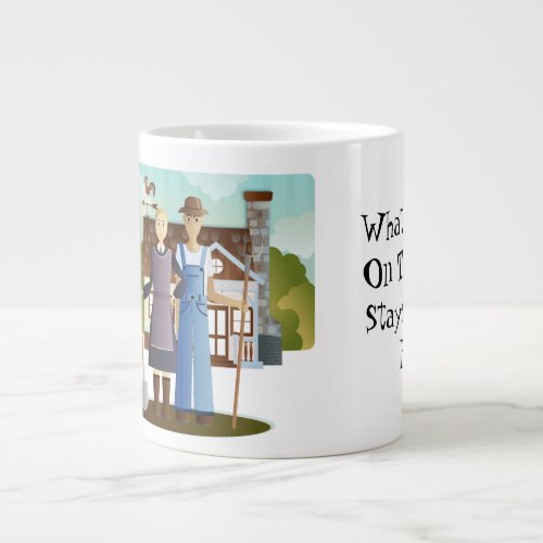 Old Farm Couple Says What Happens On The Farm Large Coffee Mug