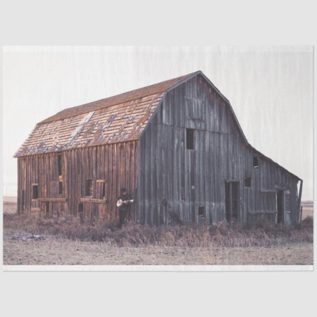 Old Farm Rustic Barn Decoupage Tissue Paper (Front)