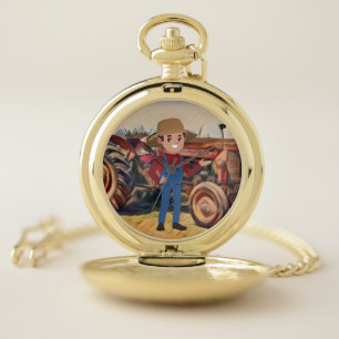 old farm tractor and a farmer pocket watch