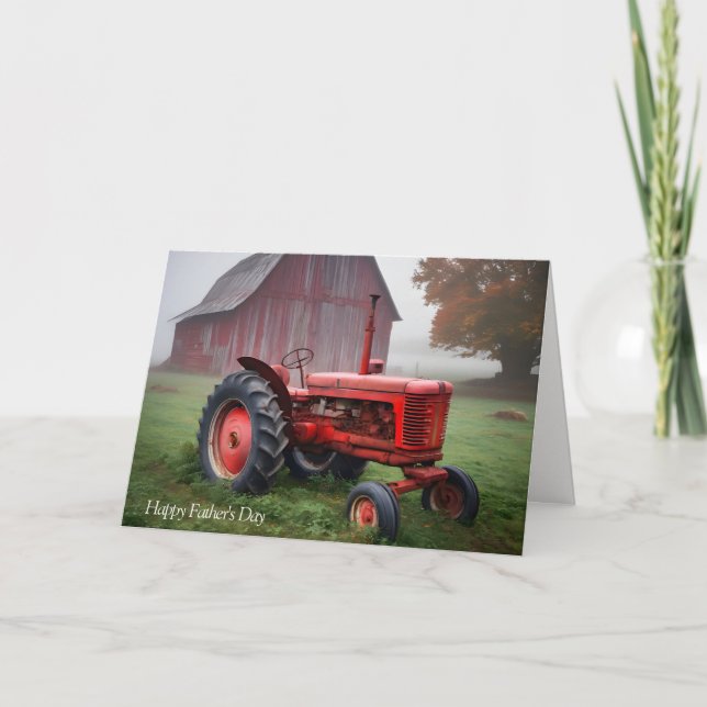 Old Farm Tractor For Father's Day Thank You Card (Front)