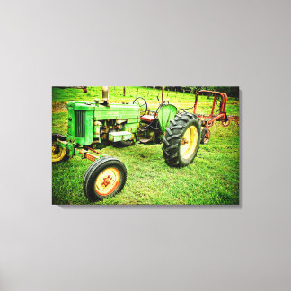 old farm tractor on canvas print