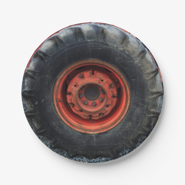 Old Farm Tractor Tire Paper Plates (Front)