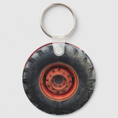 Old Farm Tractor Wheel Keychain