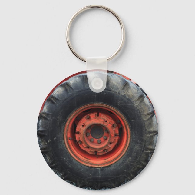 Old Farm Tractor Wheel Keychain (Front)