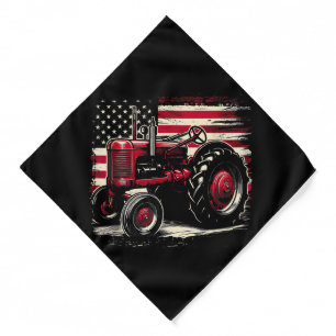Old Farmall Cub Tractor American Flag Patriotic Fa Bandana