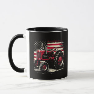 Old Farmall Cub Tractor American Flag Patriotic Fa Mug